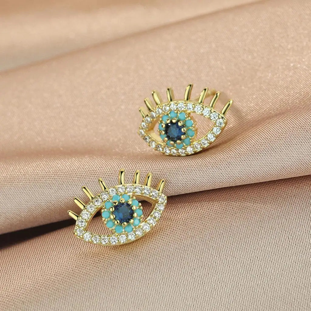 Laser Carved Stainless Steel Eye Earrings
