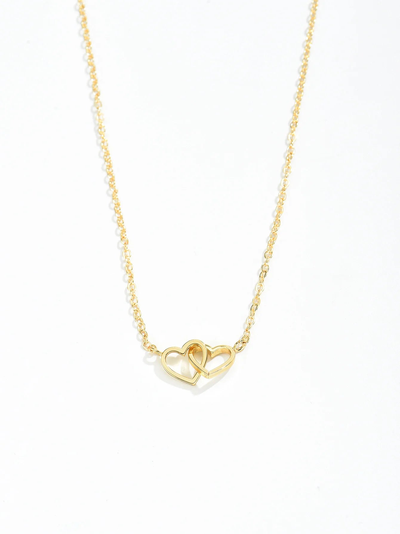 Double Hollow Heart Chain Necklace