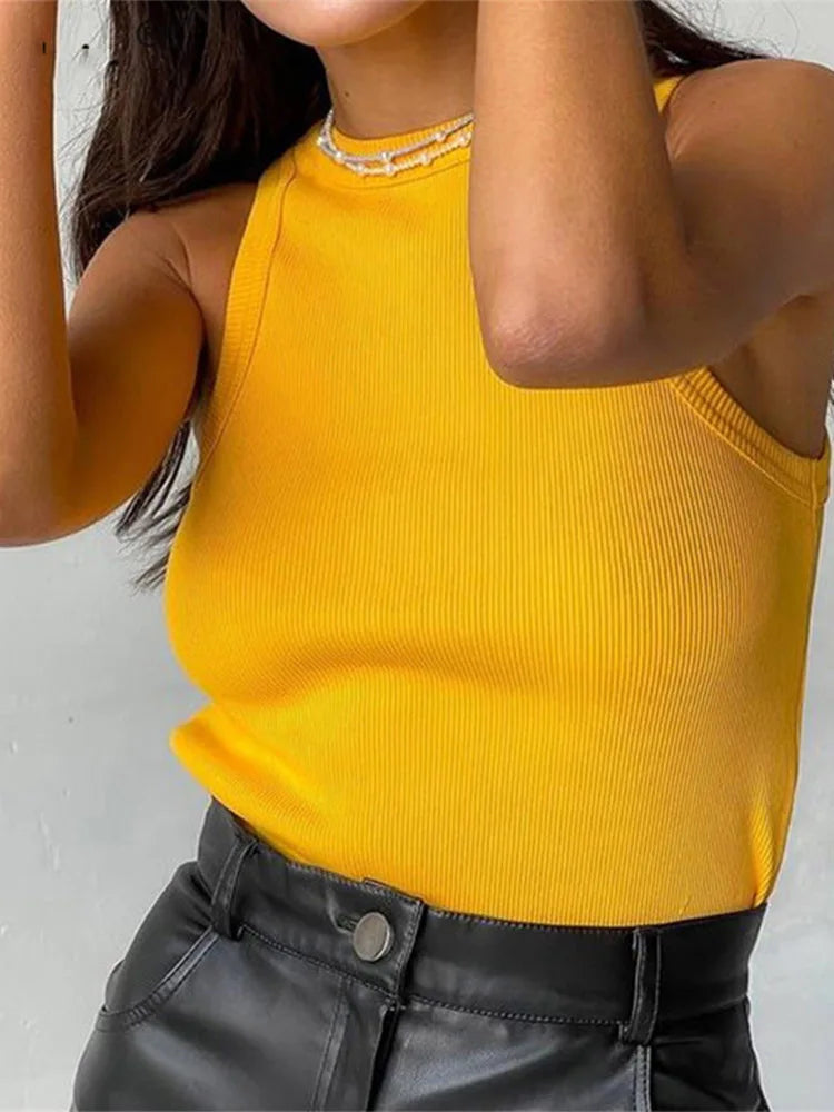 Ribbed Off-Shoulder Tank Top