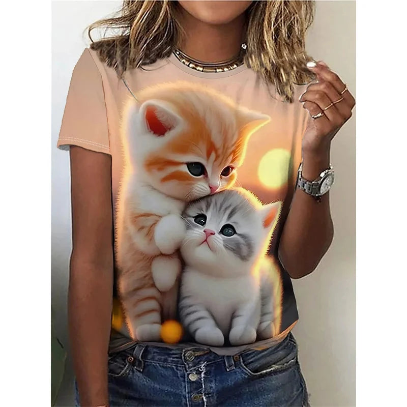 Funny Cat 3D Printed Oversized T-Shirt