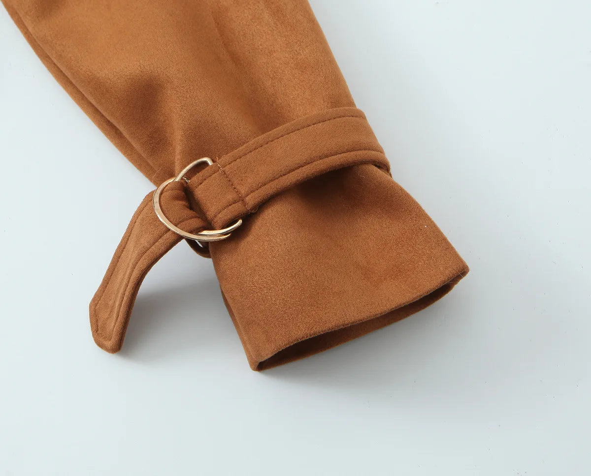 Autumn Winter Women Vintage Suede Jacket Coat