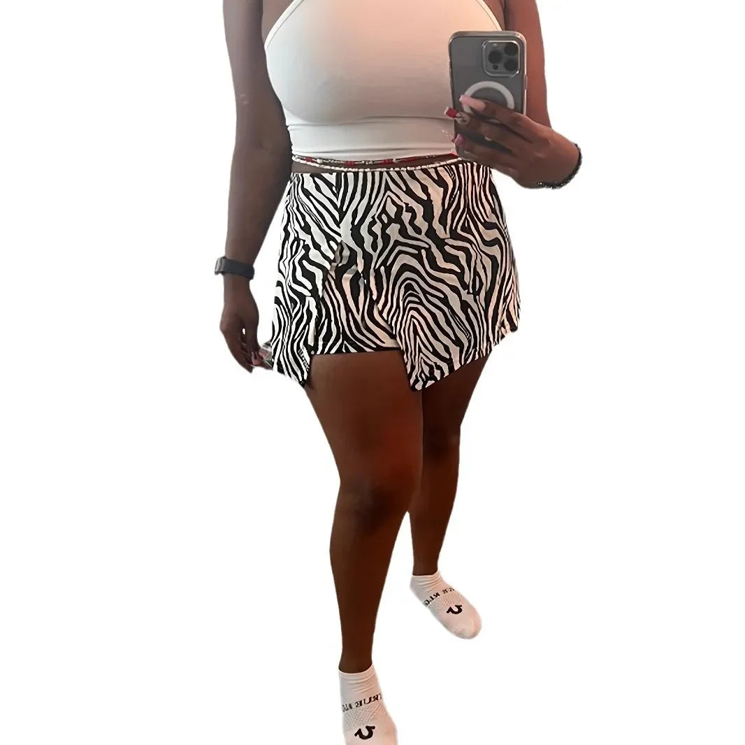 Plus Size Zebra Print Wrap Skirt for Women
