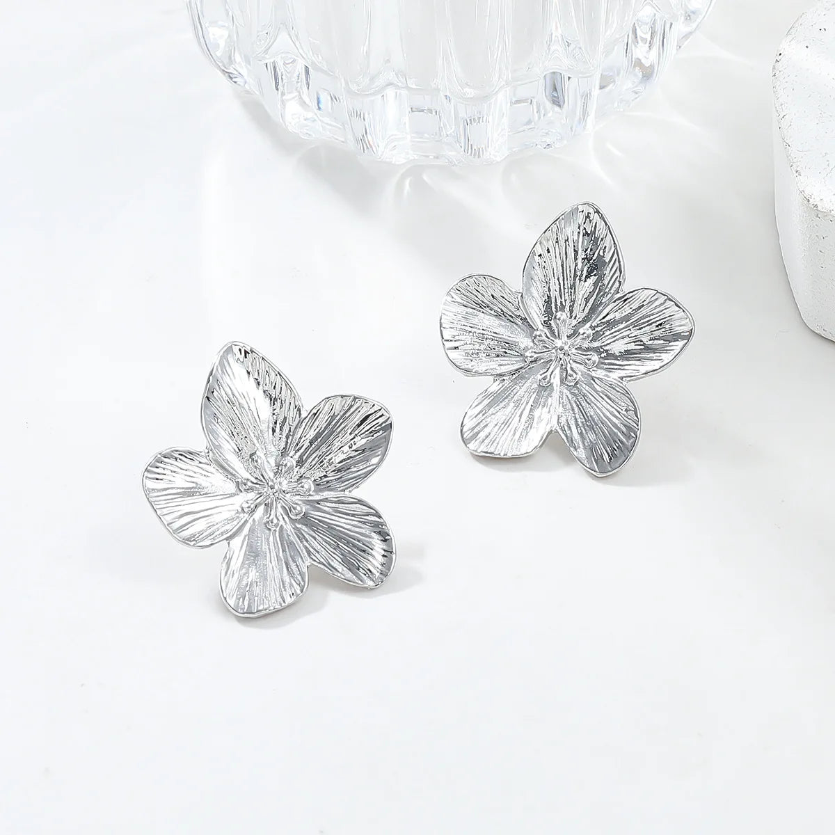 2PC Stainless Steel Flower Earrings