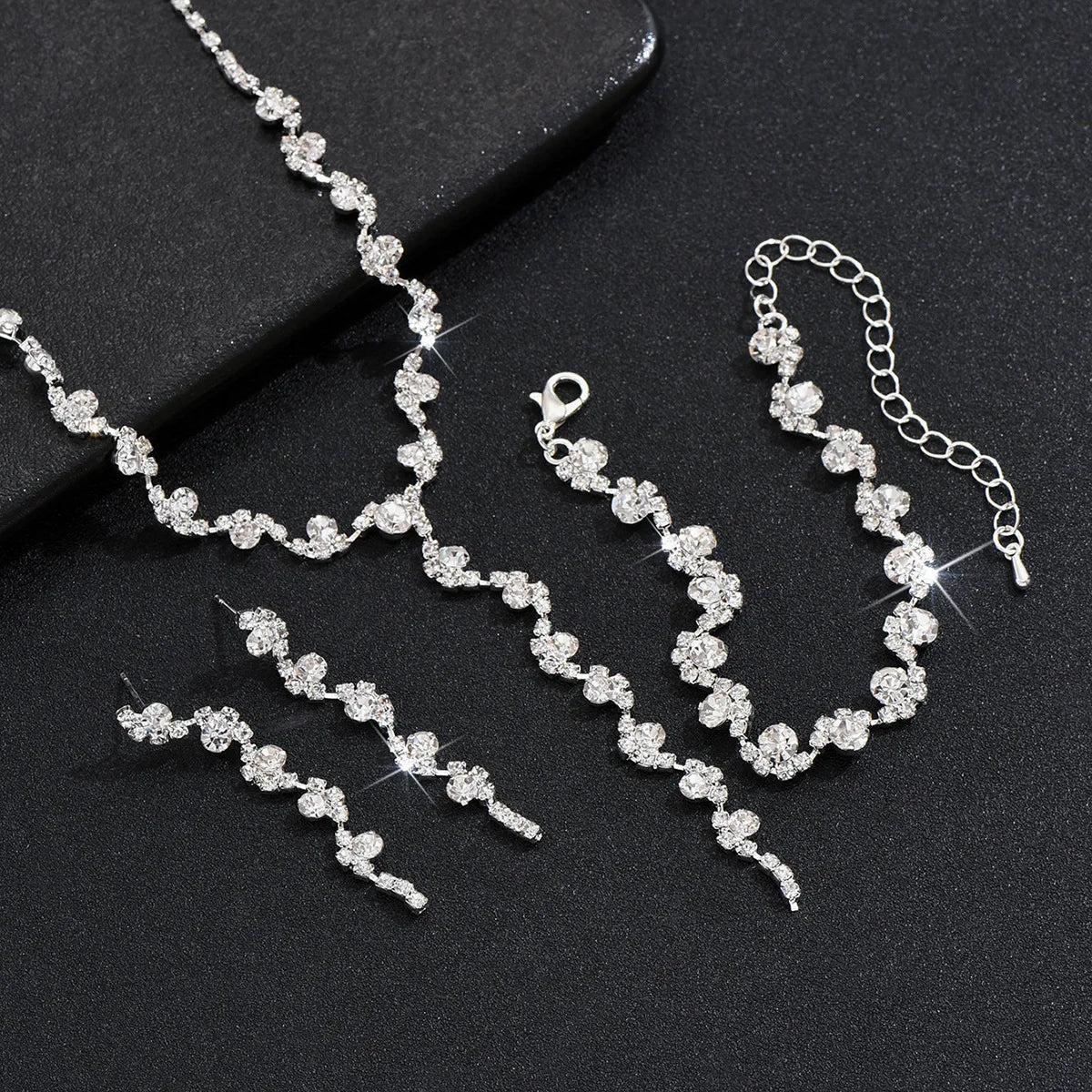 Rhinestone Crystal Tassel Jewelry Set
