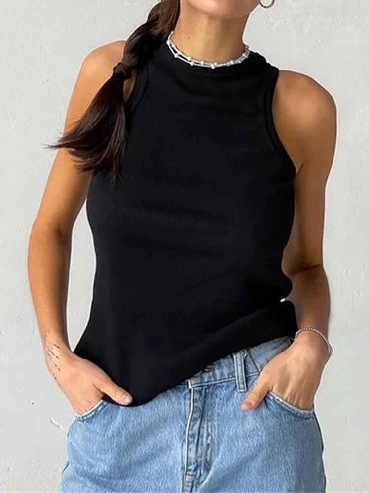 Ribbed Off-Shoulder Tank Top