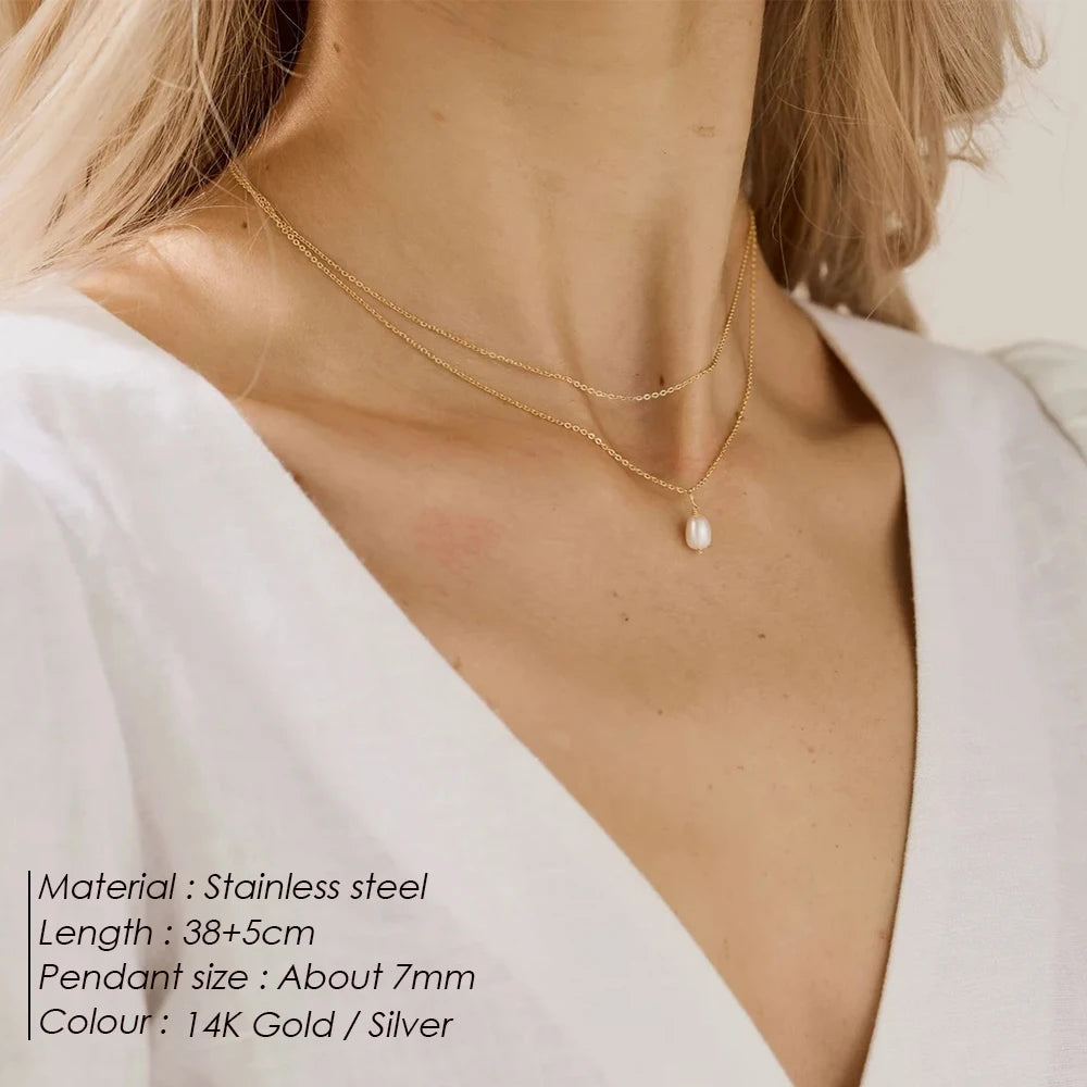 Minimalist Freshwater Pearl Double Layer Necklace