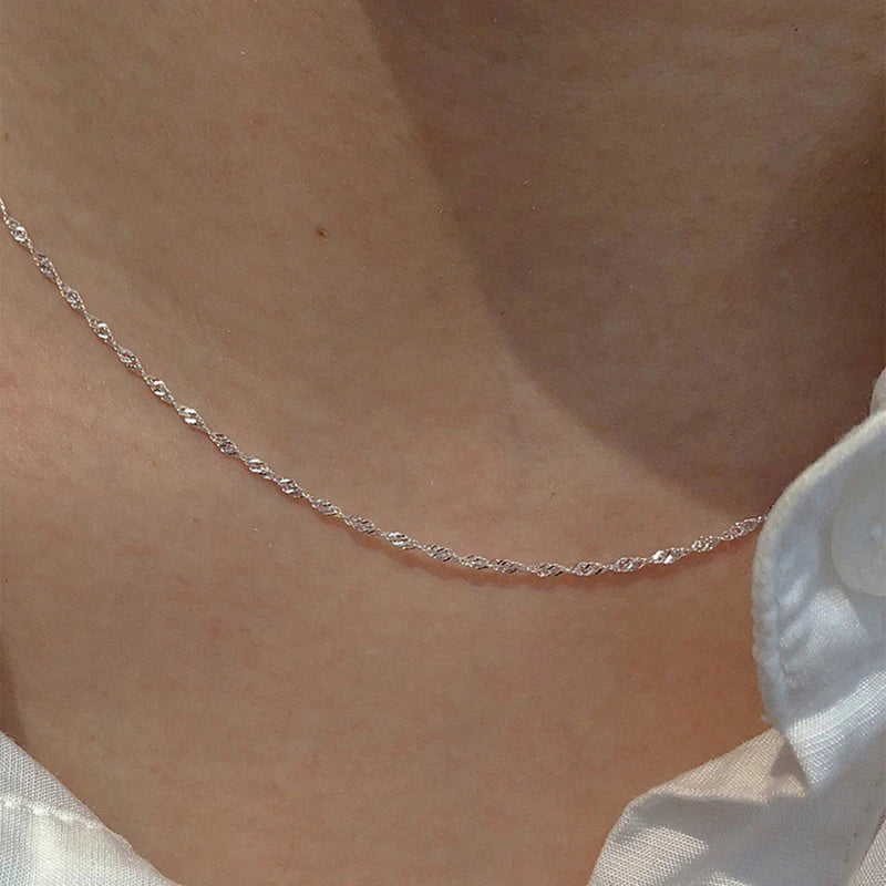 Sterling Silver Water Wave Necklace