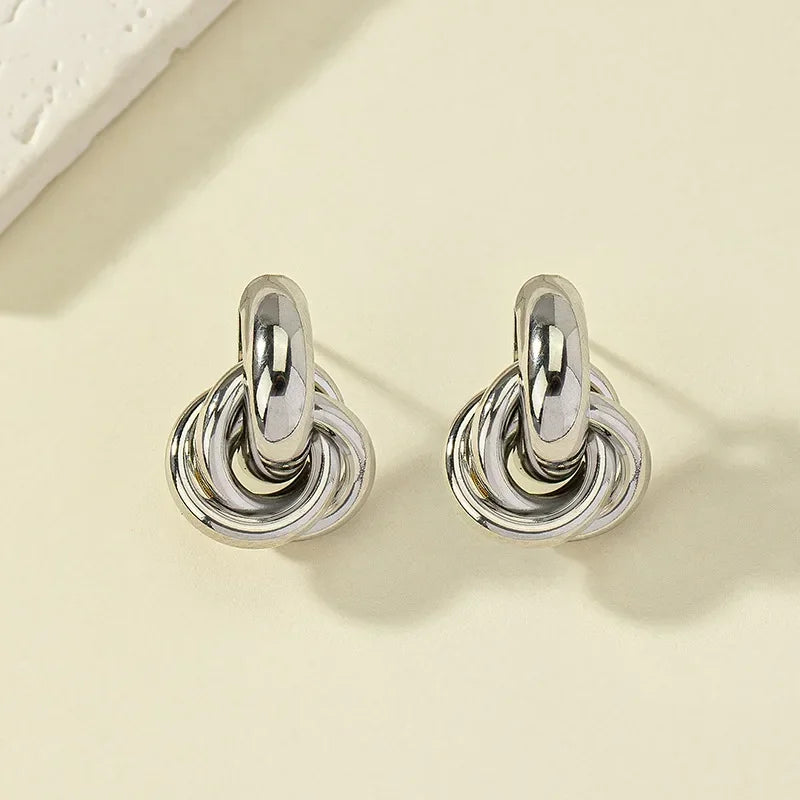 Knot Hoop Twist Stud Earrings