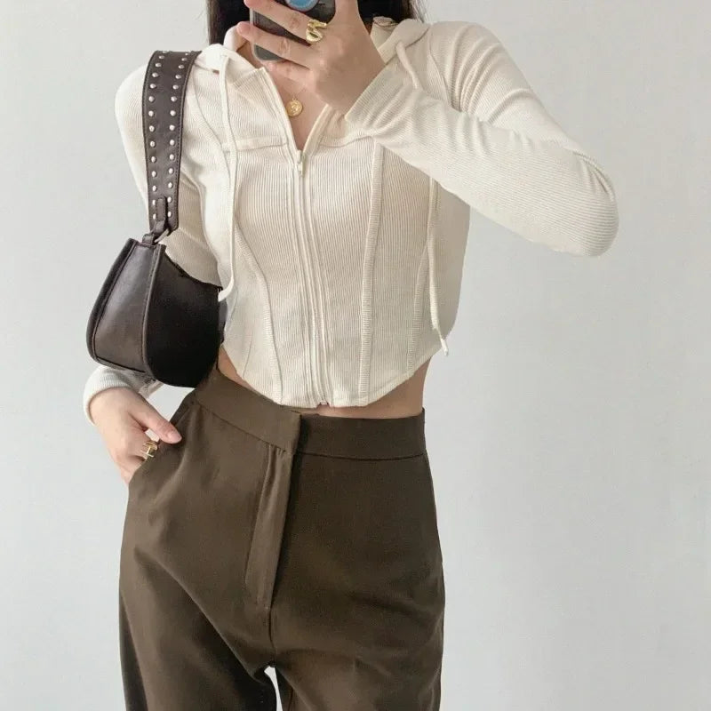 Women's Vintage Hooded Zipper Cardigan