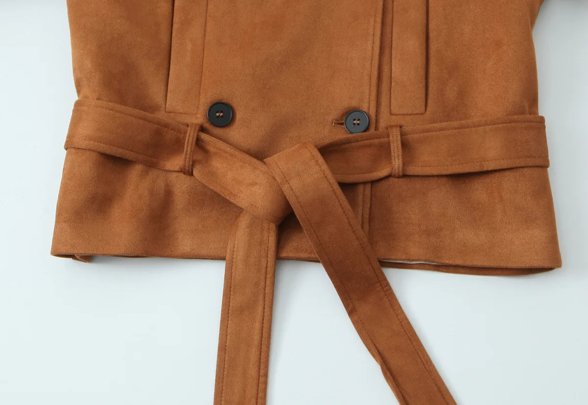 Autumn Winter Women Vintage Suede Jacket Coat