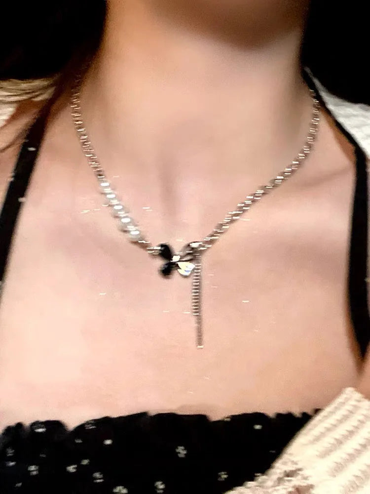 Luxury Heart Shaped Zircon Pearl Necklace