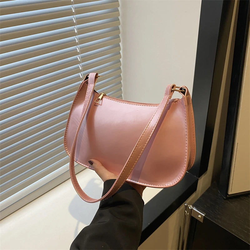 Retro Solid Color PU Leather Shoulder Bag