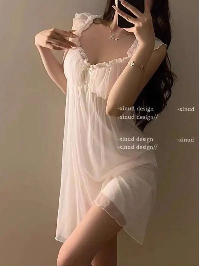 Sexy Dress Elegant Chaming For Women In Spring And Summer Thin Sleeveless Short Lace Sexy With Chest Cushion Sweet Princess DDJ8