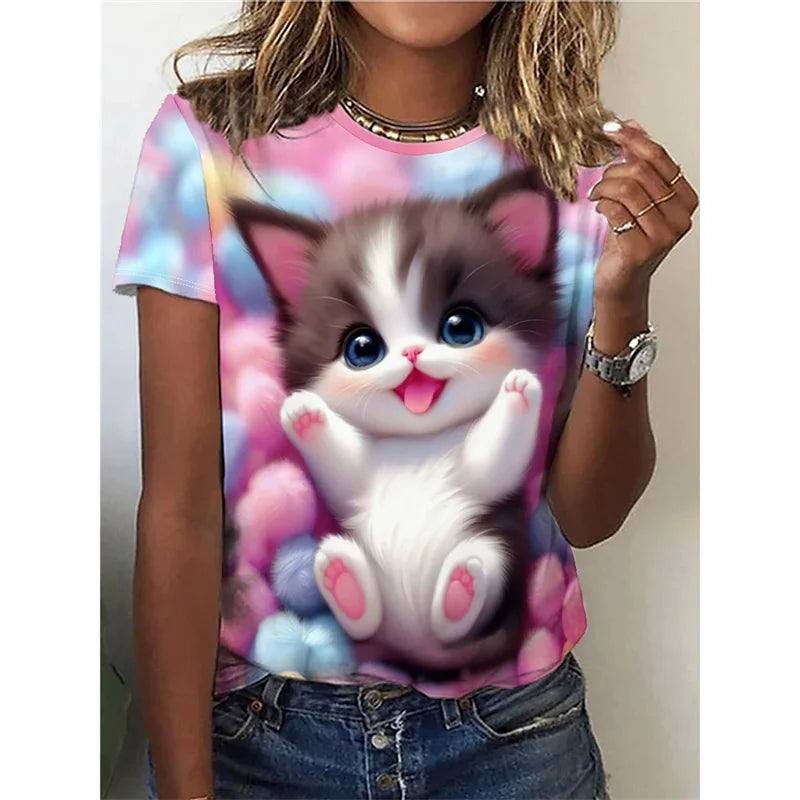 Funny Cat 3D Printed Oversized T-Shirt