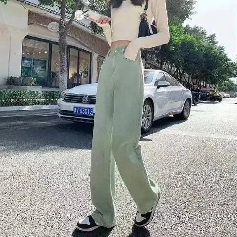 High Waist Straight Leg Bell Bottom Jeans