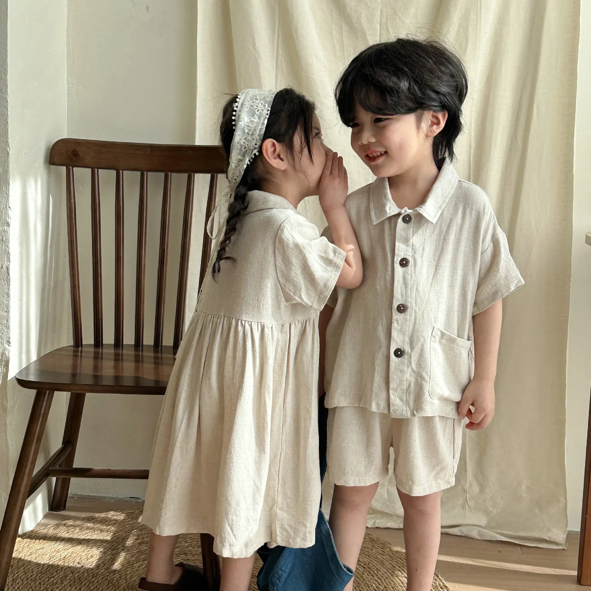 Children's Linen Shirt & Shorts Set
