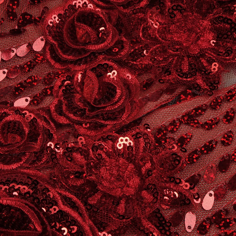 Glamorous Red Sequin Evening Dress with High Slit and Floral Detailing Sexy Party Cocktail Long Dress Sexy Women Vestidos