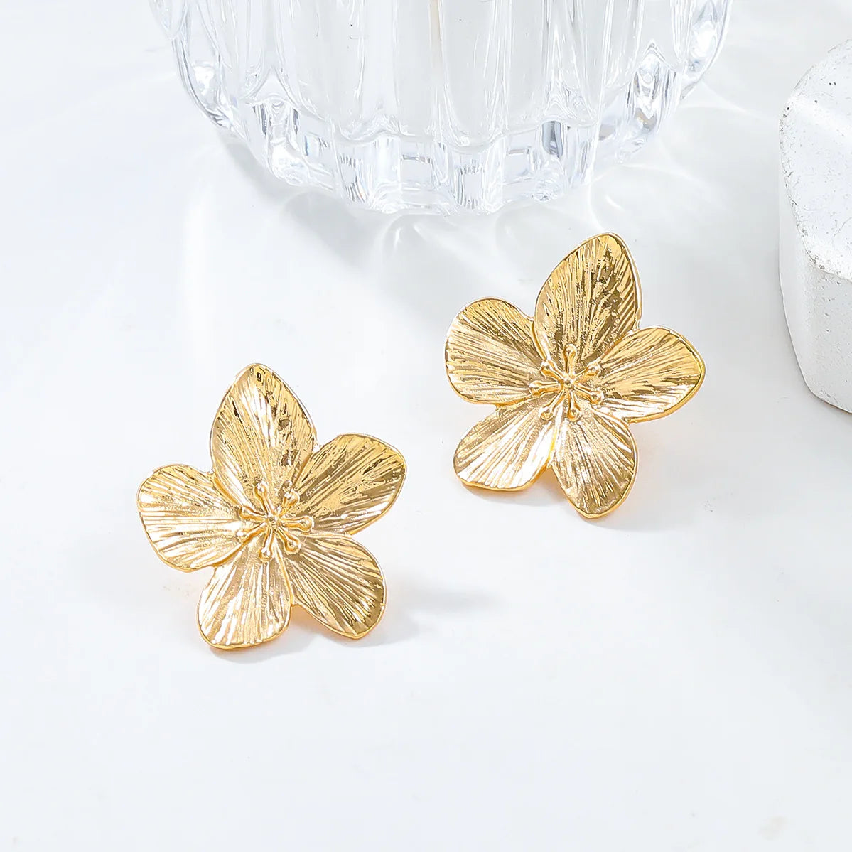 2PC Stainless Steel Flower Earrings