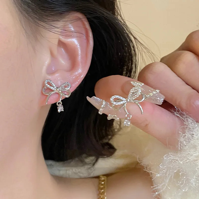 Y2K Bowknot Zircon Stud Earrings