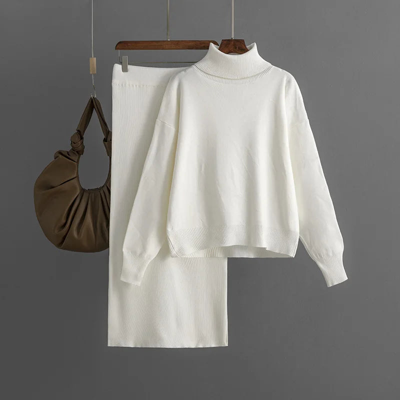 Winter Clothes Women Knitted Skirt Suit New Fashion