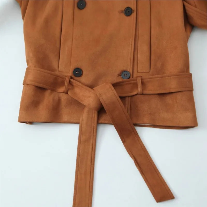 Autumn Winter Women Vintage Suede Jacket Coat