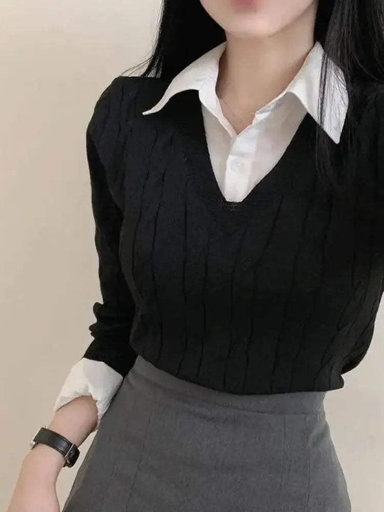 Fashion Winter V-Neck Knitted Pullover for Women