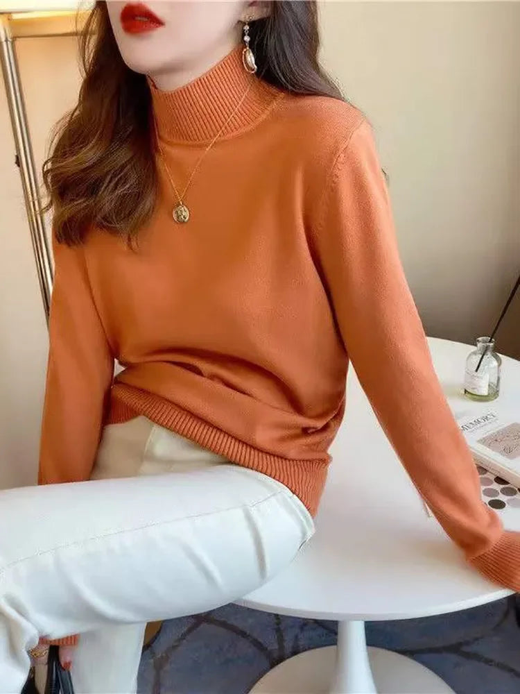 Chic Turtleneck Knitted Sweater for Women