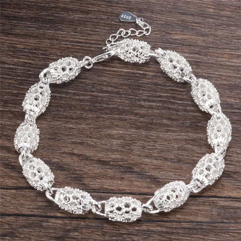 925 Sterling Silver Lantern Ball Charm Bracelet