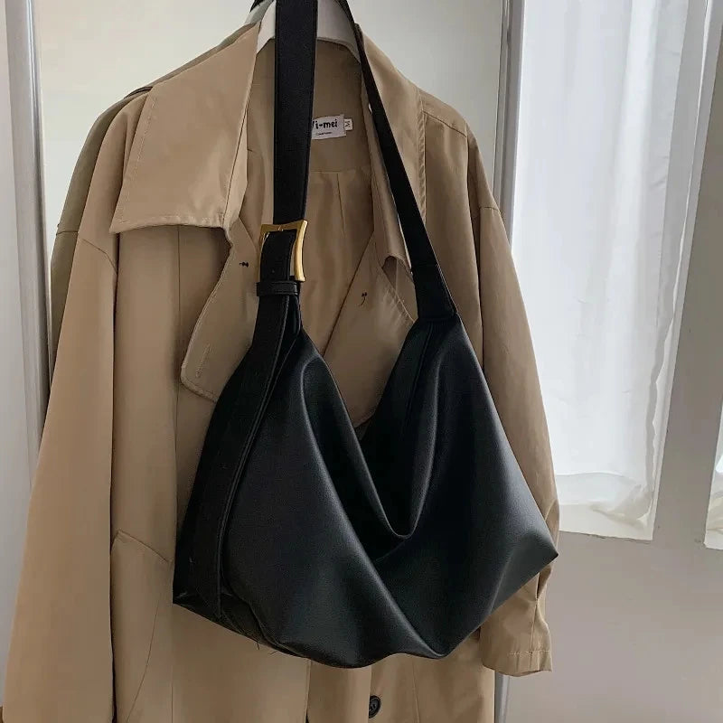 Vintage PU Leather Boston Handbag