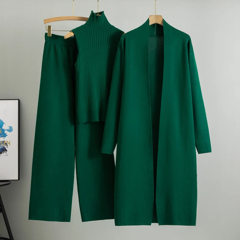 Women’s 3-Piece Knitted Cardigan Tracksuit