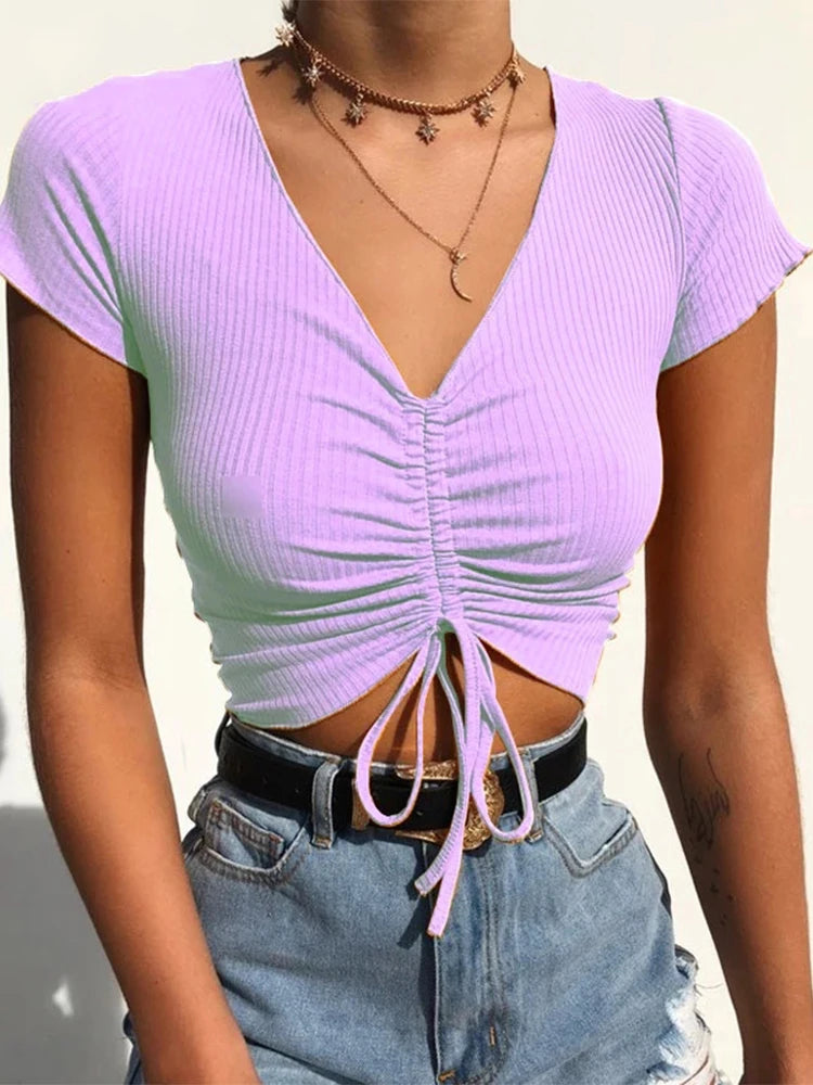 Sexy V Neck Cropped Tank Top