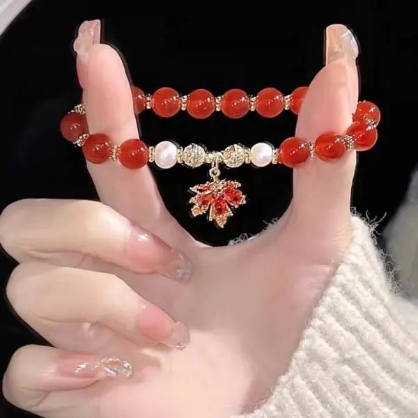 Fairy Butterfly Green Bead Tassel Bracelet