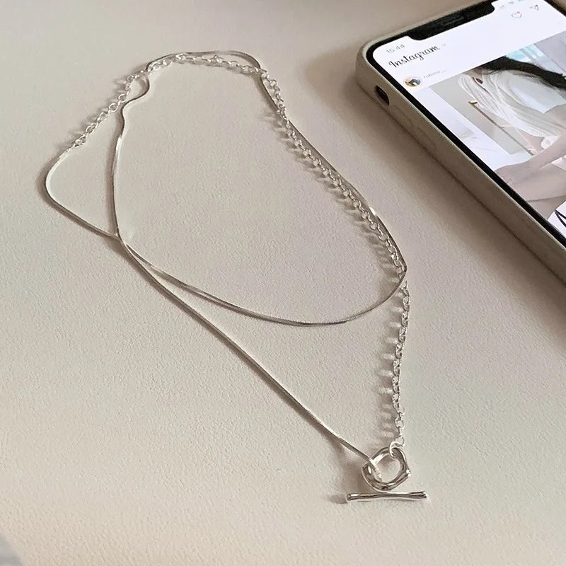 925 Sterling Silver Geometric Necklace