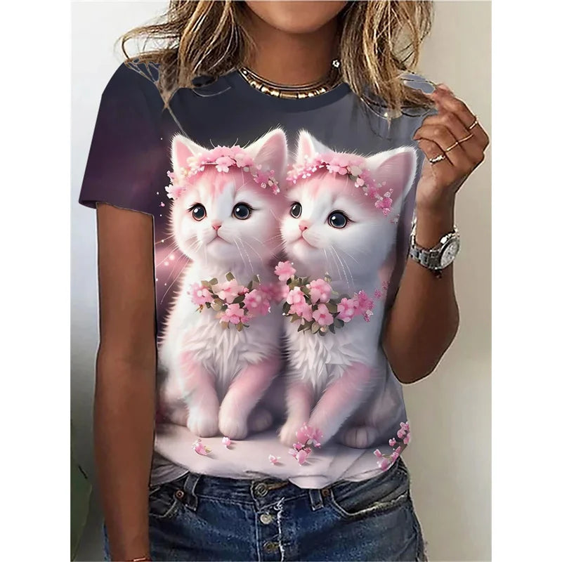 Funny Cat 3D Printed Oversized T-Shirt