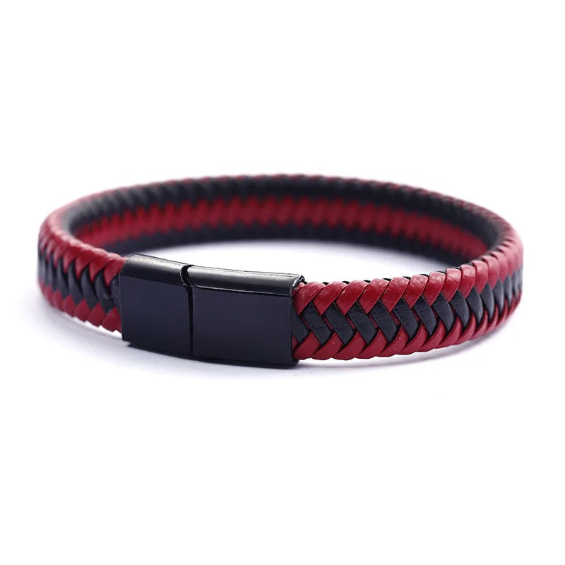 Men's PU Leather Magnetic Black Bracelet