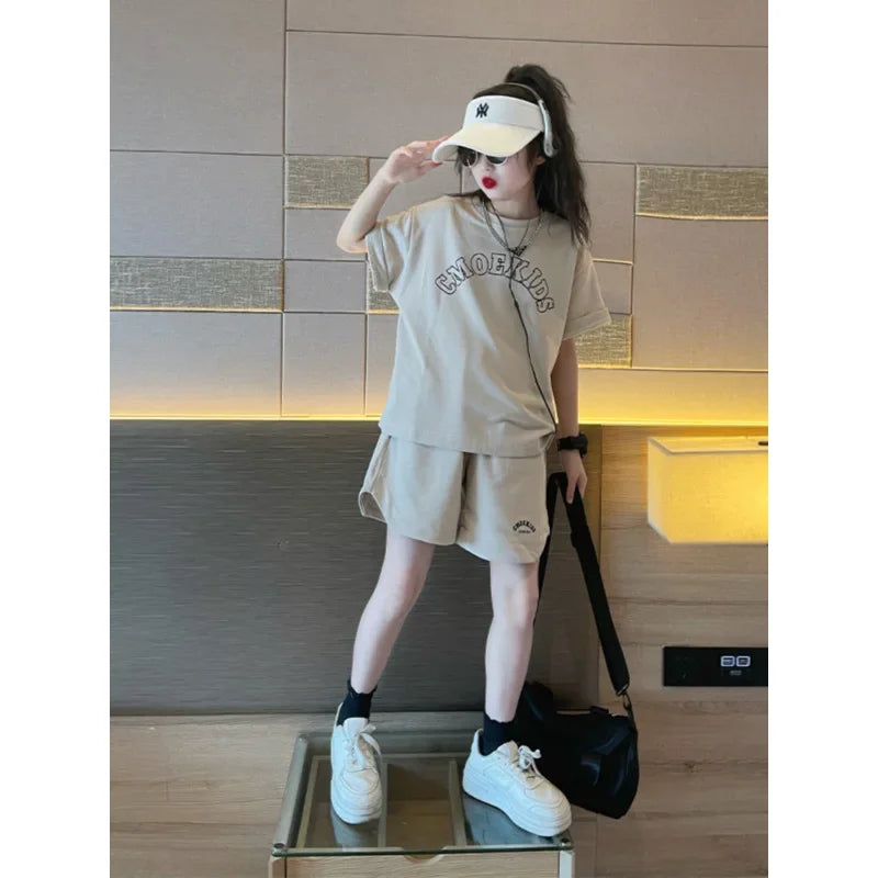 Girls' Summer Loose Short Sleeve Set
