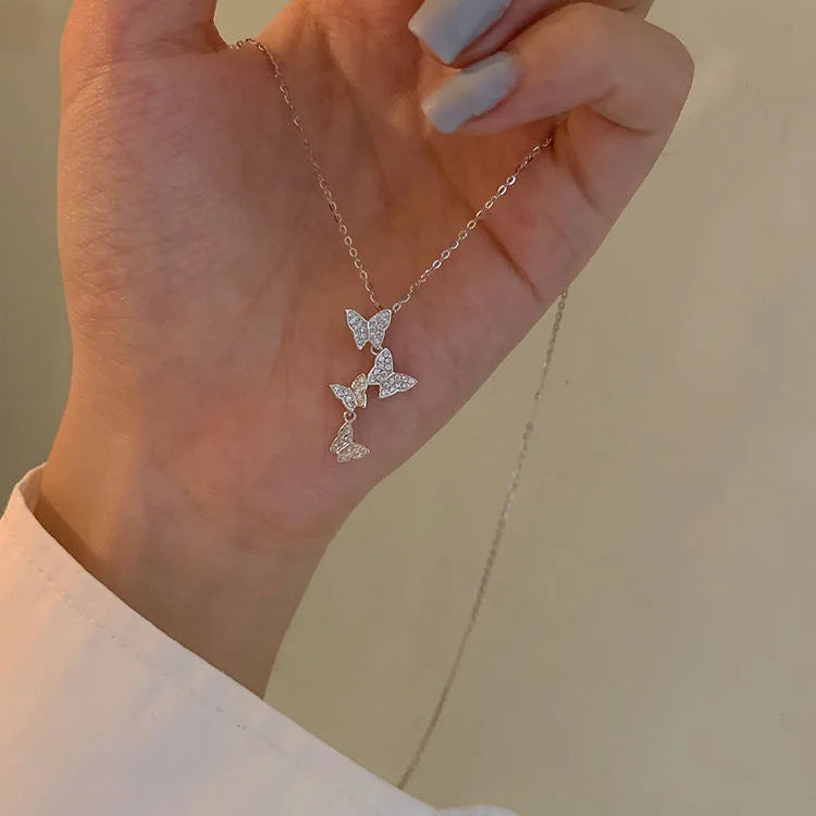 Shiny Double Layer Butterfly Necklace