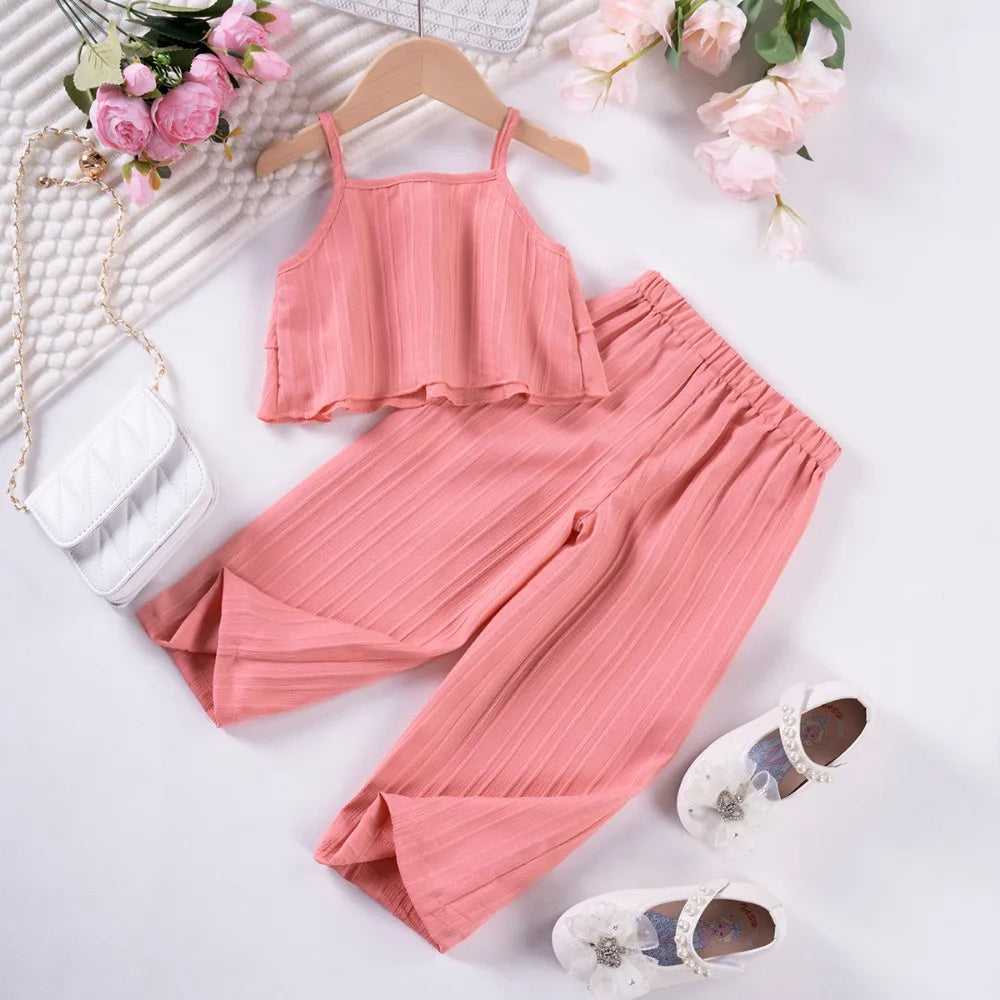 Toddler Girl Ruffle Top & Wide Leg Pants Set