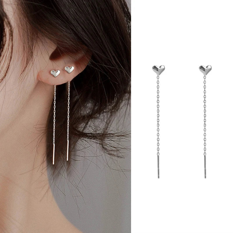 S925 Silver Star Line Tassel Earrings