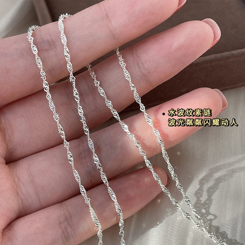 Sterling Silver Water Wave Necklace