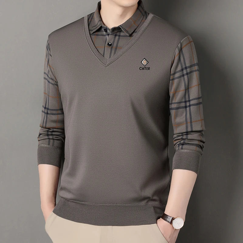 Men's Plaid Fleece Pullover Sweater
