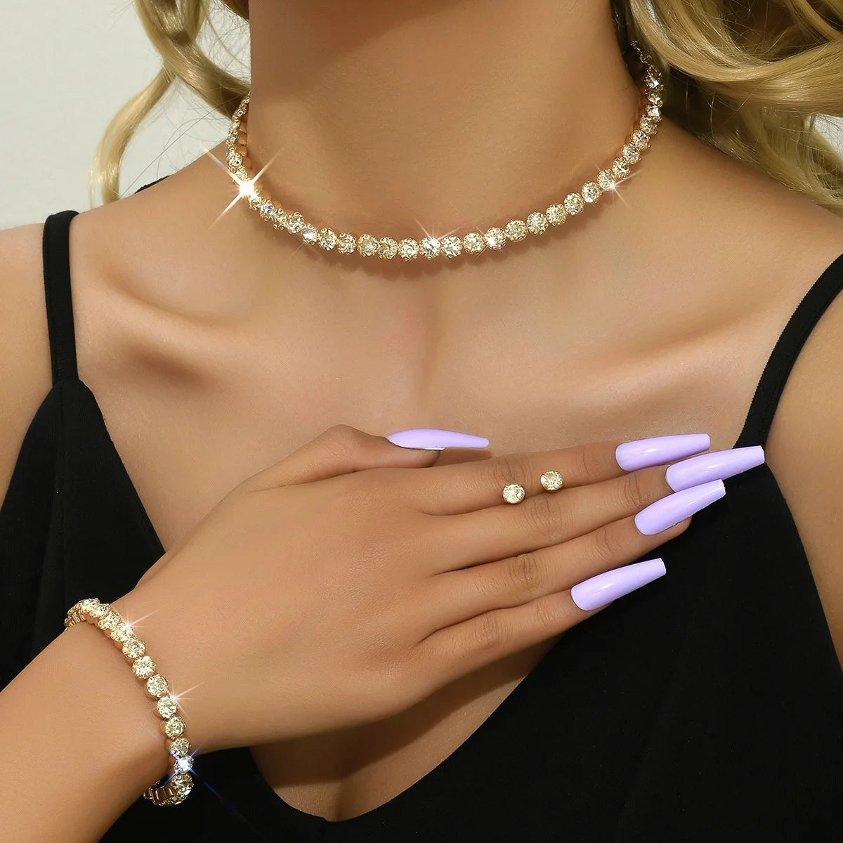 Circle Crystal Silver Bridal Jewelry Set
