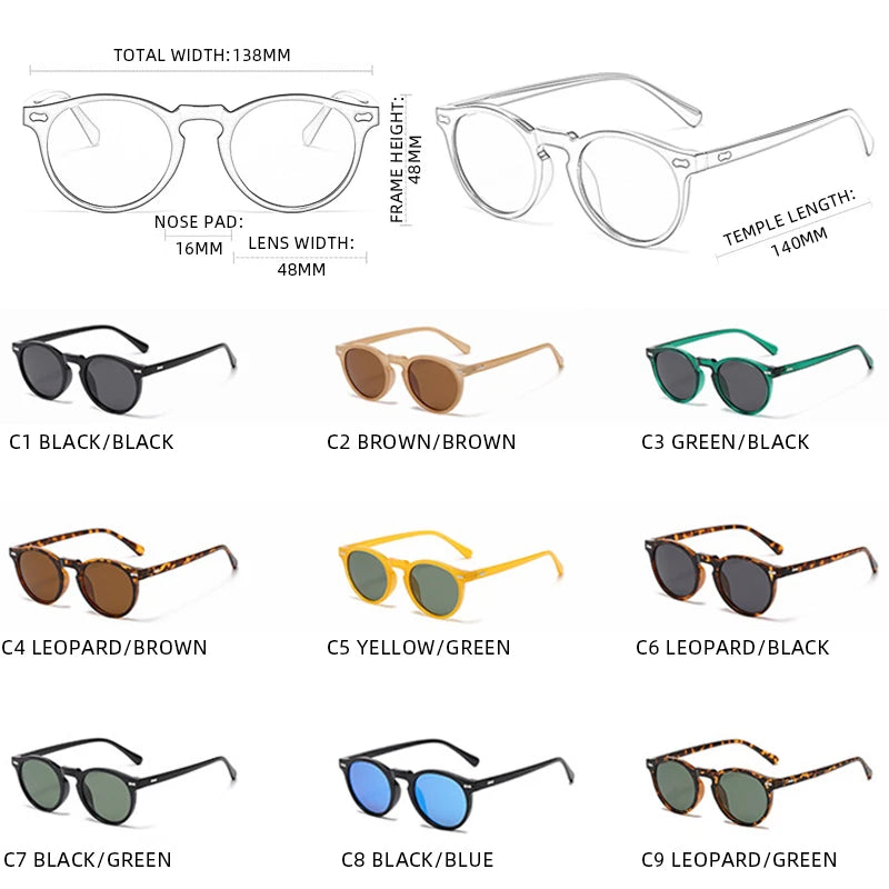 Retro Round Polarized Sunglasses for Men & Women