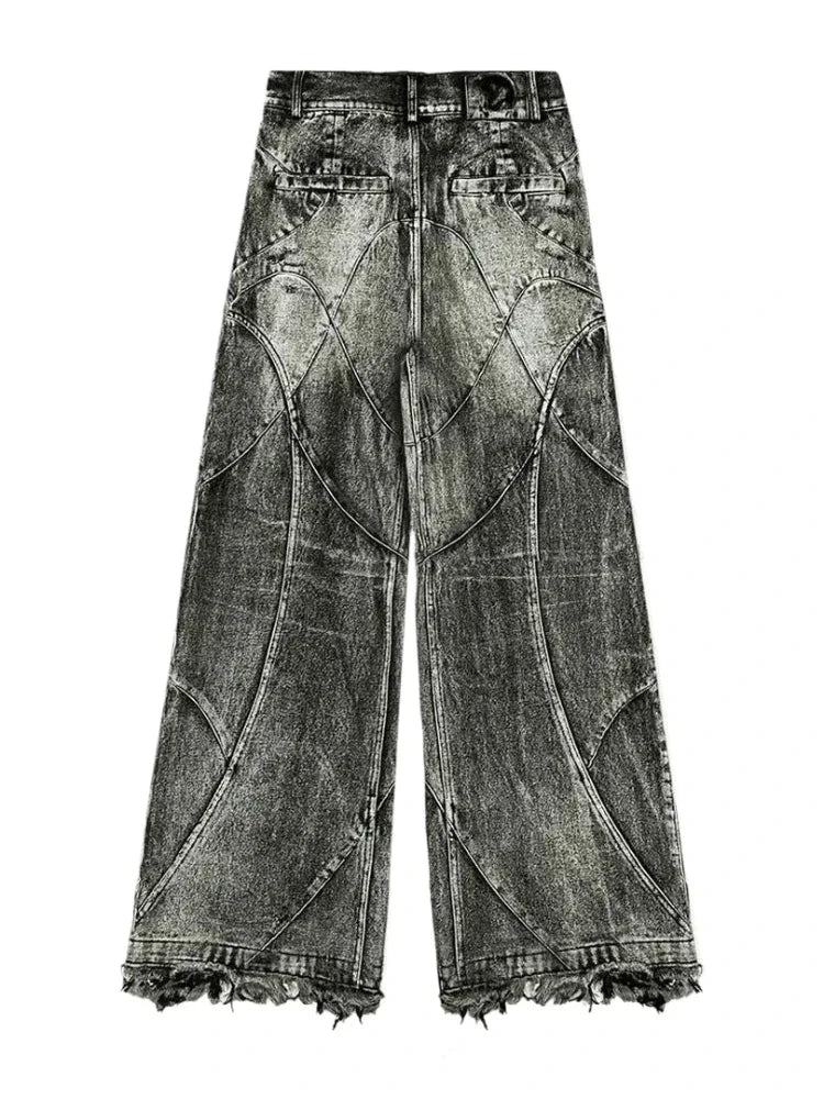 2025 NewY2k Streetwear Punk Hip Hop Jeans Women Grunge Baggy Ripped Denim Trousers Gothic Vintage Distressed Wide Leg Jeans Goth