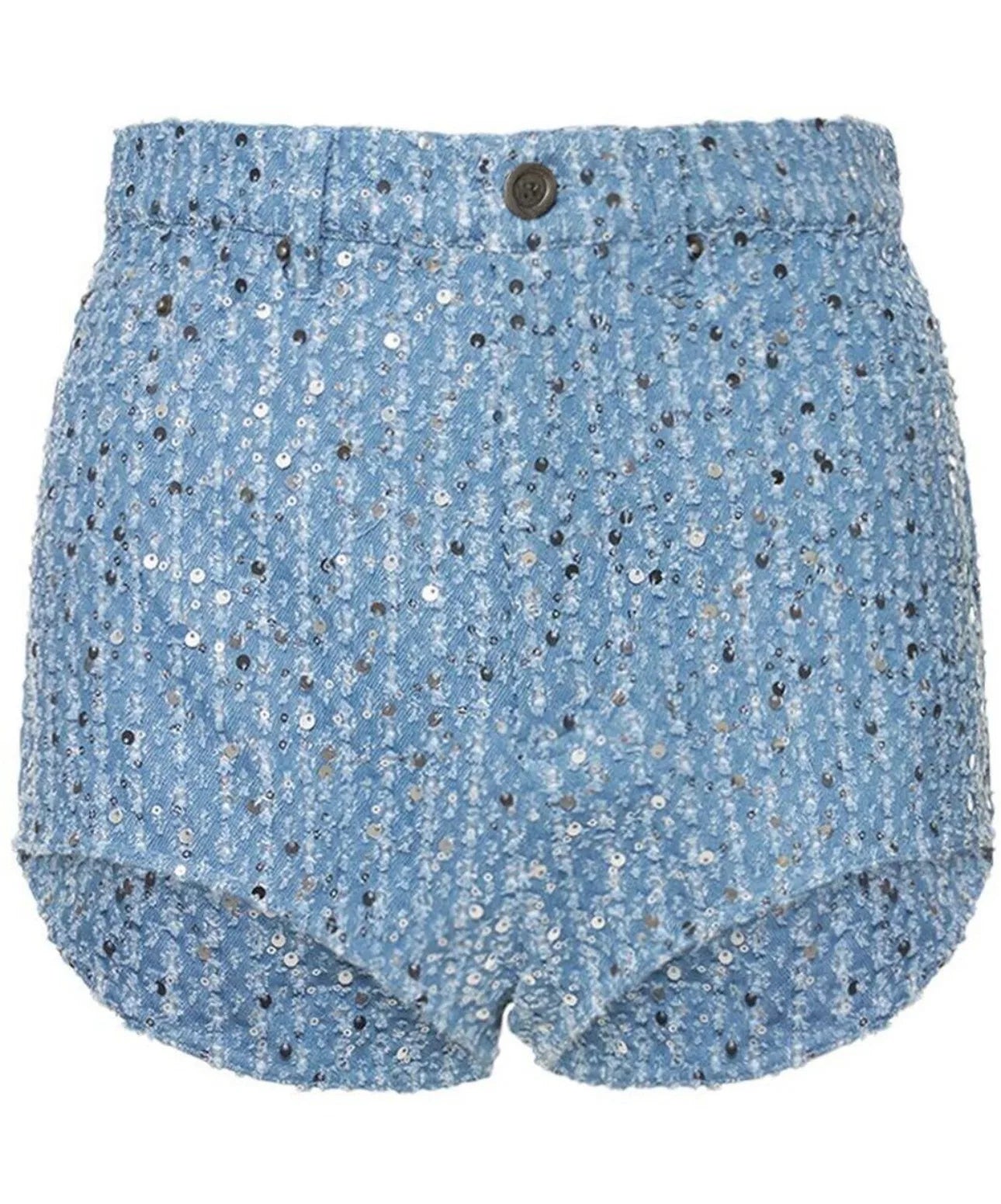 Sequins Denim Skirts Sets for Women Summer Strapless Corset Crop Tops&Hole High Waist Skirts Sequins Two Piece Sets Party Club