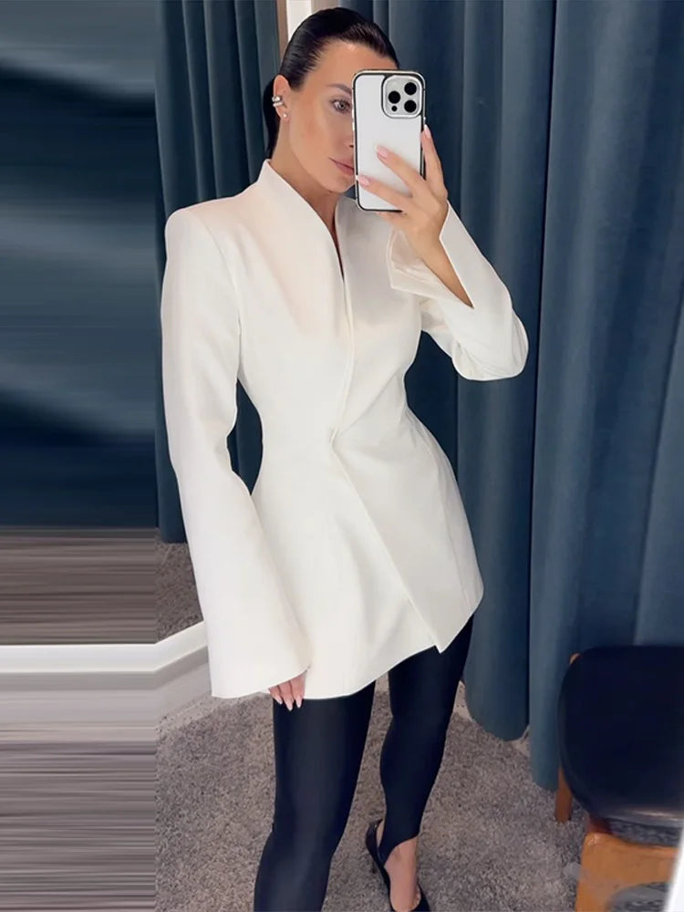 Elegant Solid Blazer Skirt Set Women Long Sleeve Button V-neck Blazer Lace See Through Long Skirts 2025 Autumn Party Lady Suit