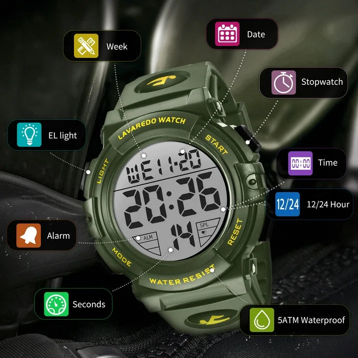Watches for Man Digital Watches Waterproof Sport Watch with LED Backlight, Running Sports Digital Watch Gifts for Man Father's Day Gift
