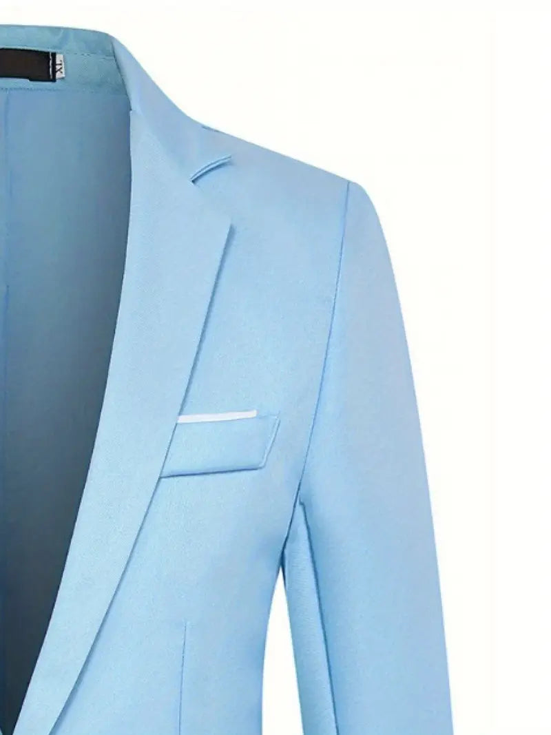 The Slim Fit Single-Breasted Lapel Single-Row One-Button Blazer Lake Blue