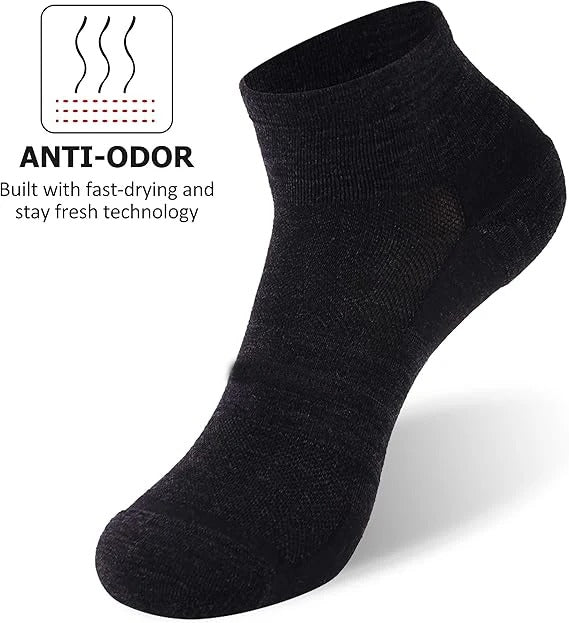 Merino Wool Ultra-Light Athletic Ankle Socks – 3 Pairs