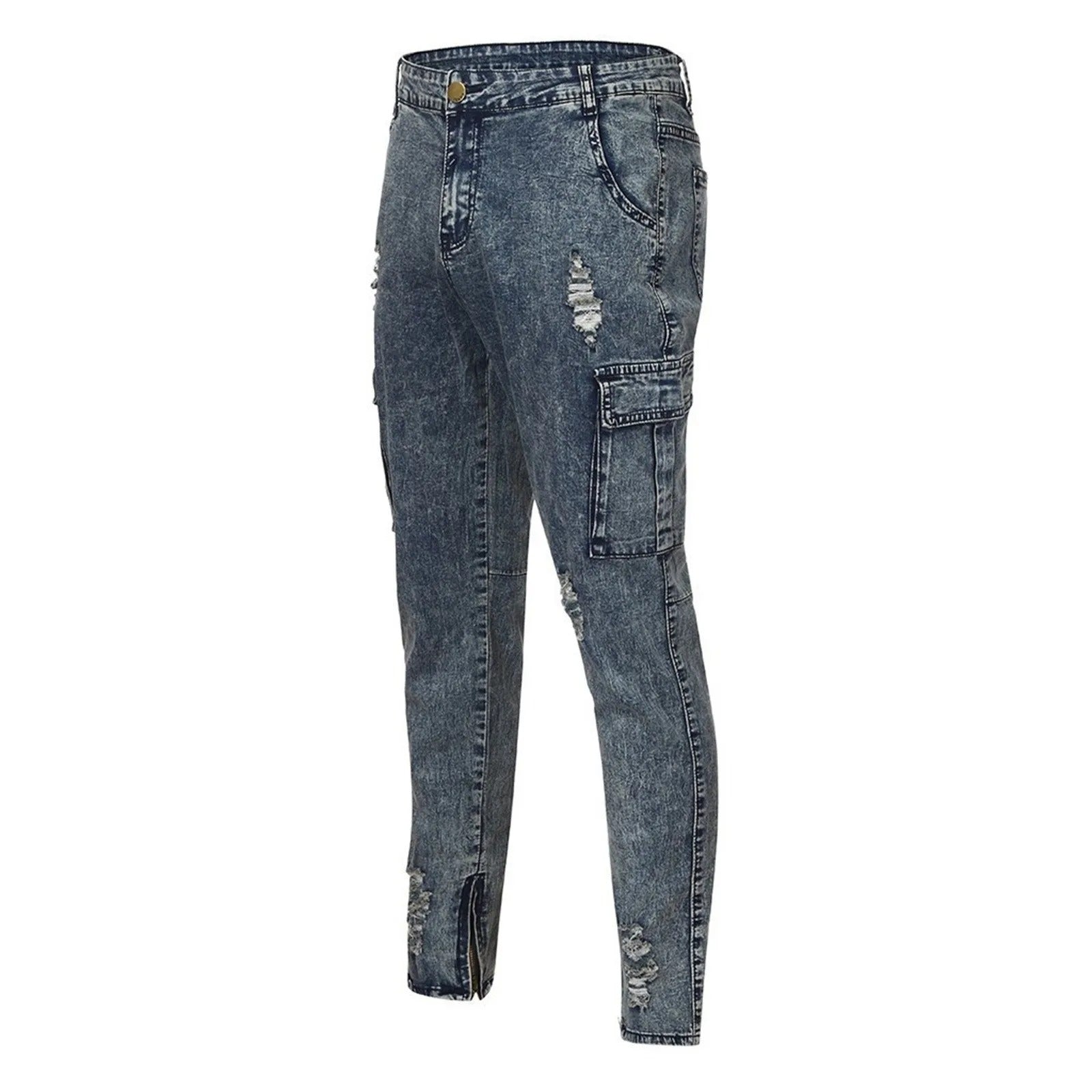 Men's Slim Fit Distressed Ripped Jeans